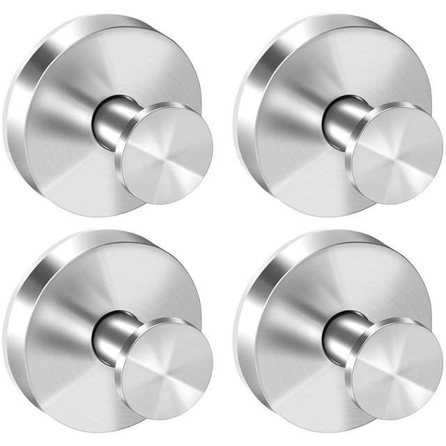 TACGEA Suction Cup Hooks for Shower, Removable Towel Hooks for Bathroom Window Glass, Powerful Vacuum Shower Hook for Towel, Robe, Loofah - 4 Pack, Sliver