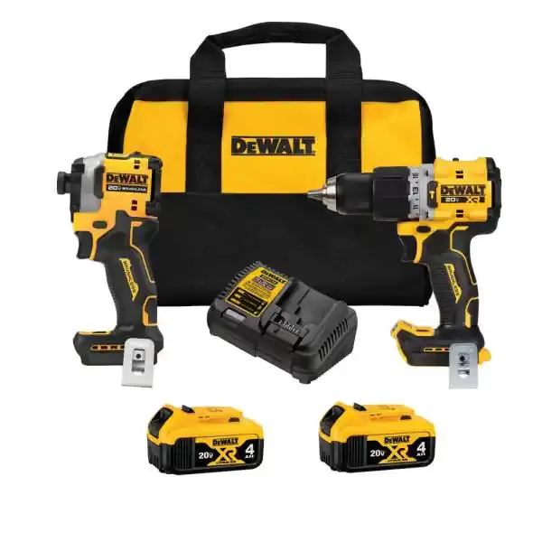 DEWALT 20-Volt MAX XR Hammer Drill and ATOMIC Impact Driver Combo Kit (2-Tool) with Two 4 Ah Batteries, Charger and Bag