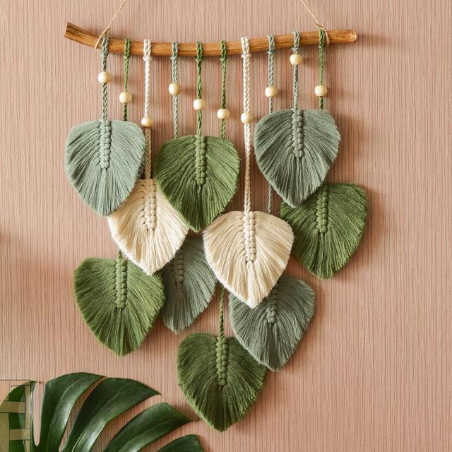 Macrame Leaf Wall Hanging, Safari Nursery decor, Macrame Wall Hanging, Green Wall Art, Boho Home Decor, New Home Gifts, Farmhouse Decor L02