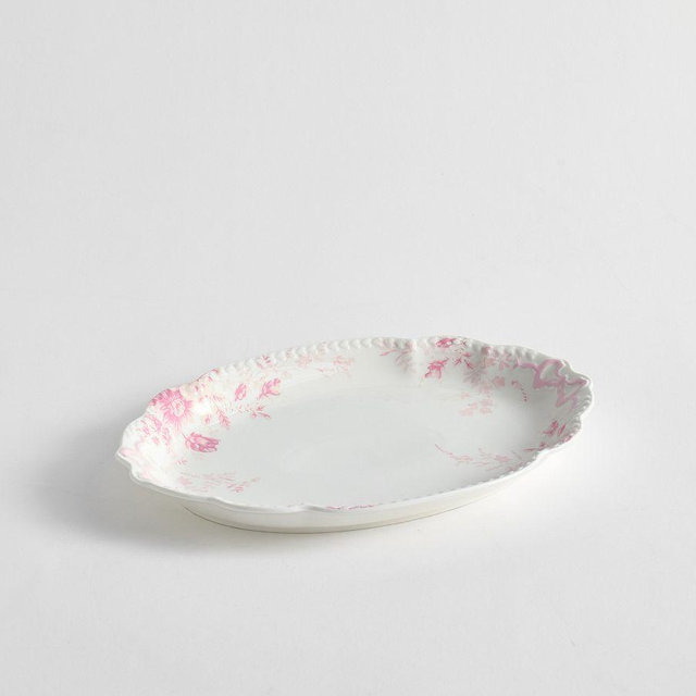 LoveShackFancy Floral Bow Serving Platter, Medium - Pink/White