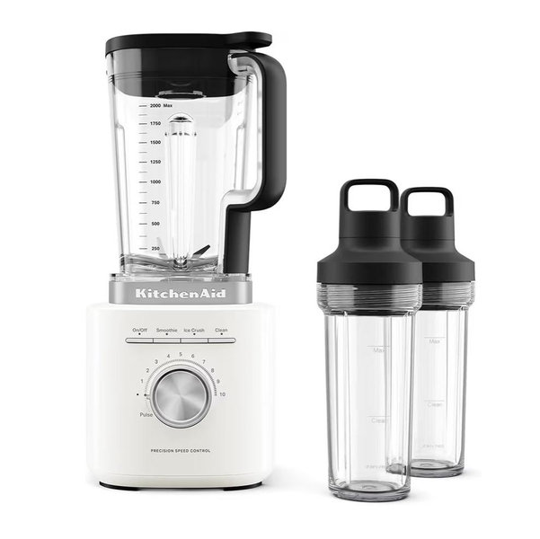 KitchenAid Pure Power Blender with 2 Personal Blending Jars, 1700 Watt Peak Power*, KSB2078, Porcelain White