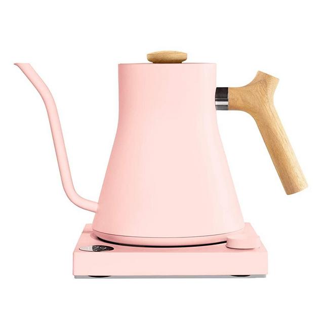 Fellow Stagg EKG, Electric Pour-over Kettle For Coffee And Tea, Warm Pink with Maple Wood Handle + Lid Pull, Variable Temperature Control, 1200 Watt Quick Heating, Built-in Brew Stopwatch