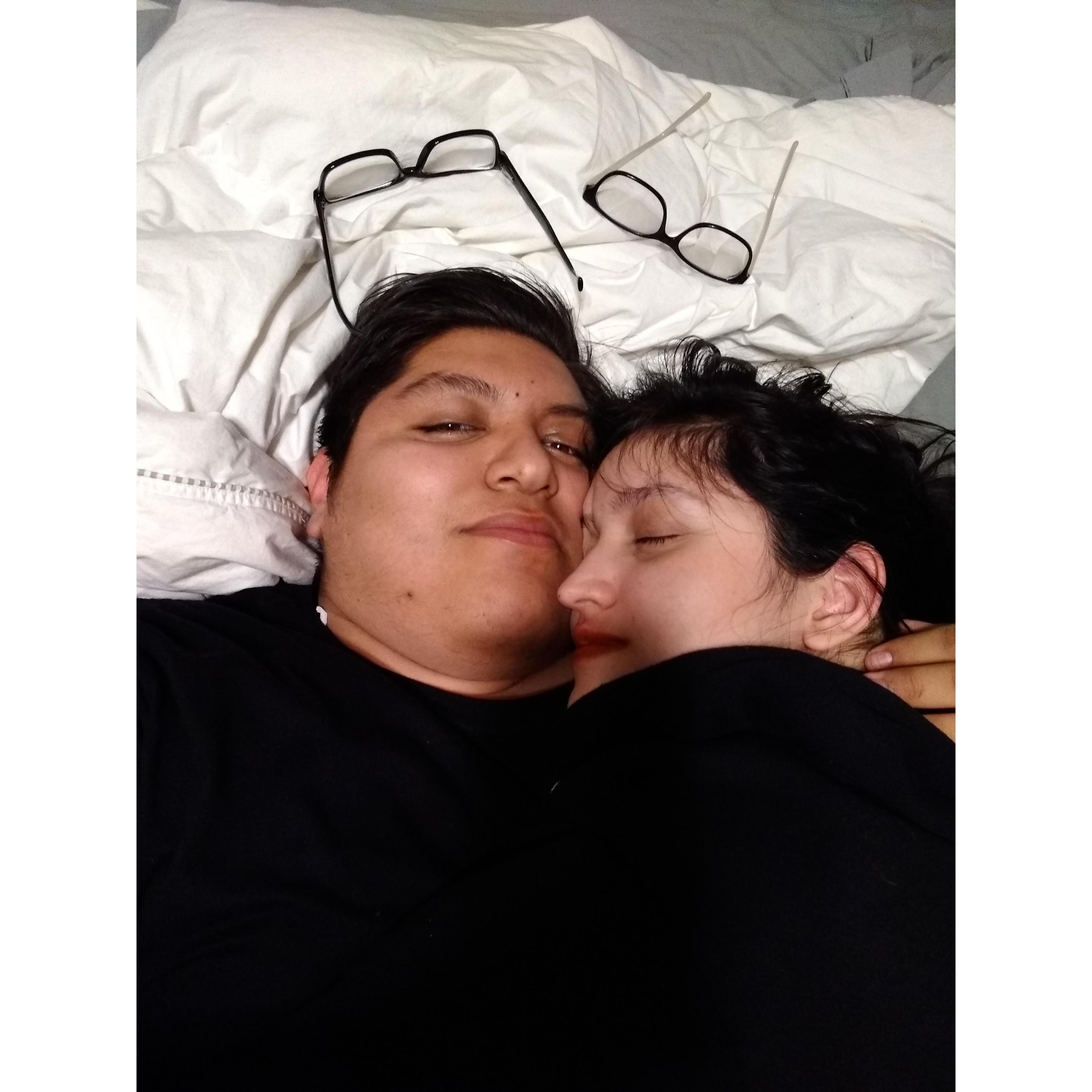 In the first apartment and he took a sneaky shot.