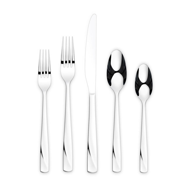 Ornative Rhoda Mirror 42 Piece Flatware Set with Wire Caddy, Service for 8