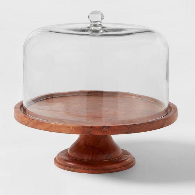 Round Glass & Wood Dessert Stand - Threshold™