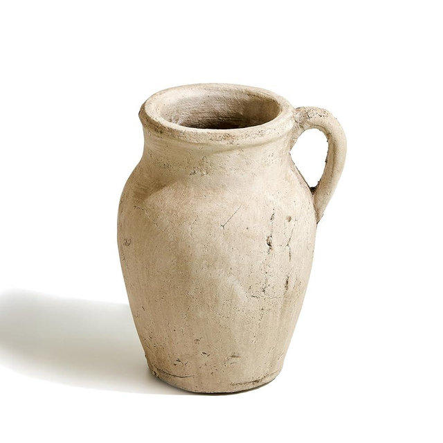 LB2 Rustic Ceramic Vase, 8.3" Tall Zen Style vase, Terra Cotta Pitcher Vase, Distressed Farmhouse Decor, Pottery Decorative Flower Vase for Home Decor