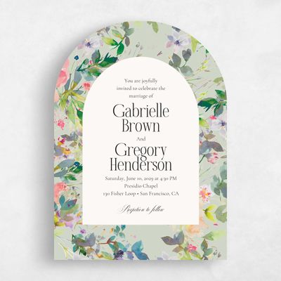 Green Arch Wedding Invitation - Addison Portrait