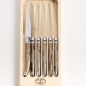 Jean Dubost Laguiole Dark Horn Steak Knives, Set of 6