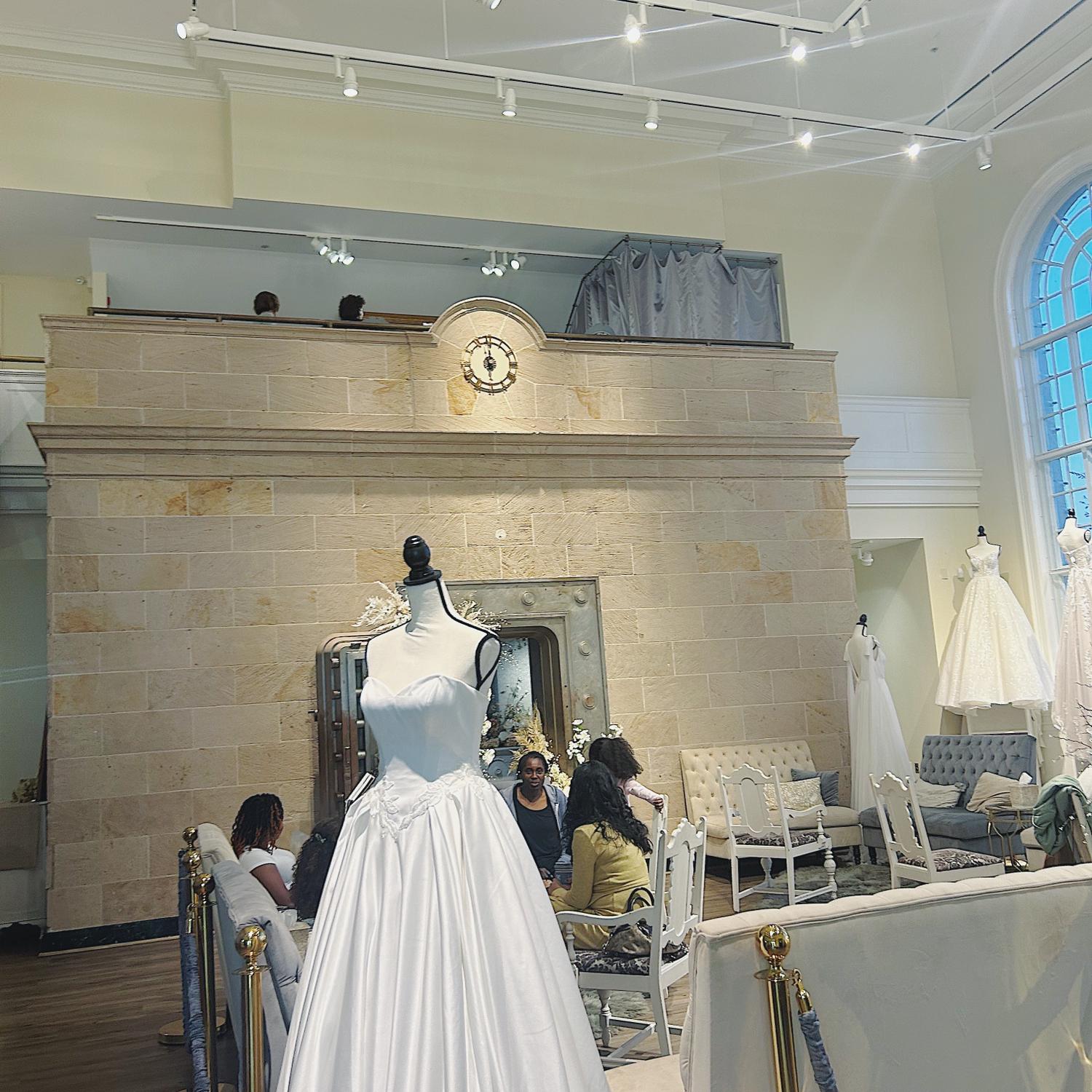 *not my gown pictured* inside the wedding dress store.