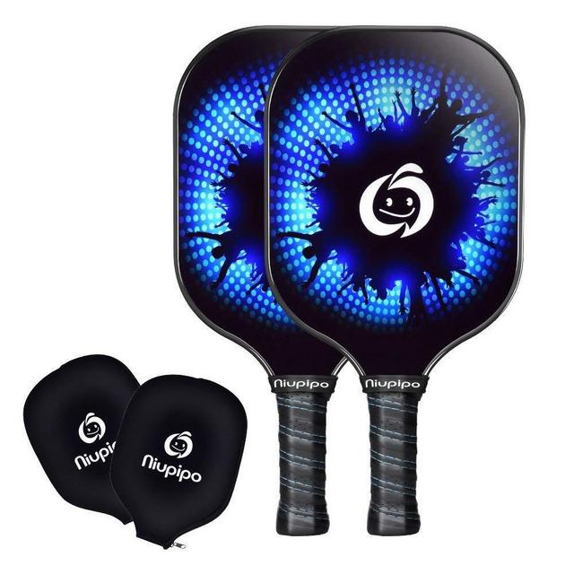 niupipo Pickleball Paddle Set of 2 - USAPA Approved Graphite Pickleball Paddles, Carbon Fiber Surface, Polypropylene Honeycomb Core, Cushion Grip, Paddle Covers, Lightweight Pickleball Racket, Blue