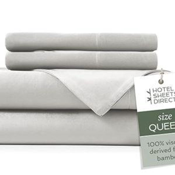Light Grey - Hotel Sheets Direct 4 Piece Bed Sheet Set - Queen Size