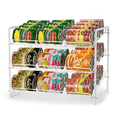 Simple Trending Can Rack Organizer, Stackable Can Storage Dispenser Holds up to 36 Cans for Kitchen Cabinet or Pantry, White