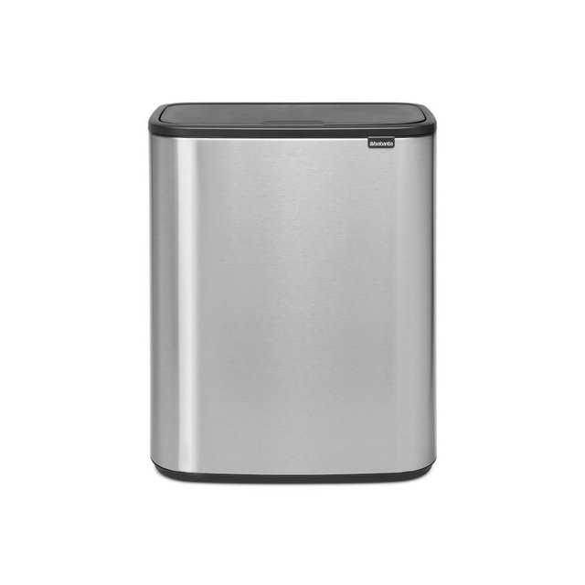 Brabantia Bo Step On Dual Compartment Recycling Trash Can, 2x8 Gallon, Matte Steel Fingerprint Proof