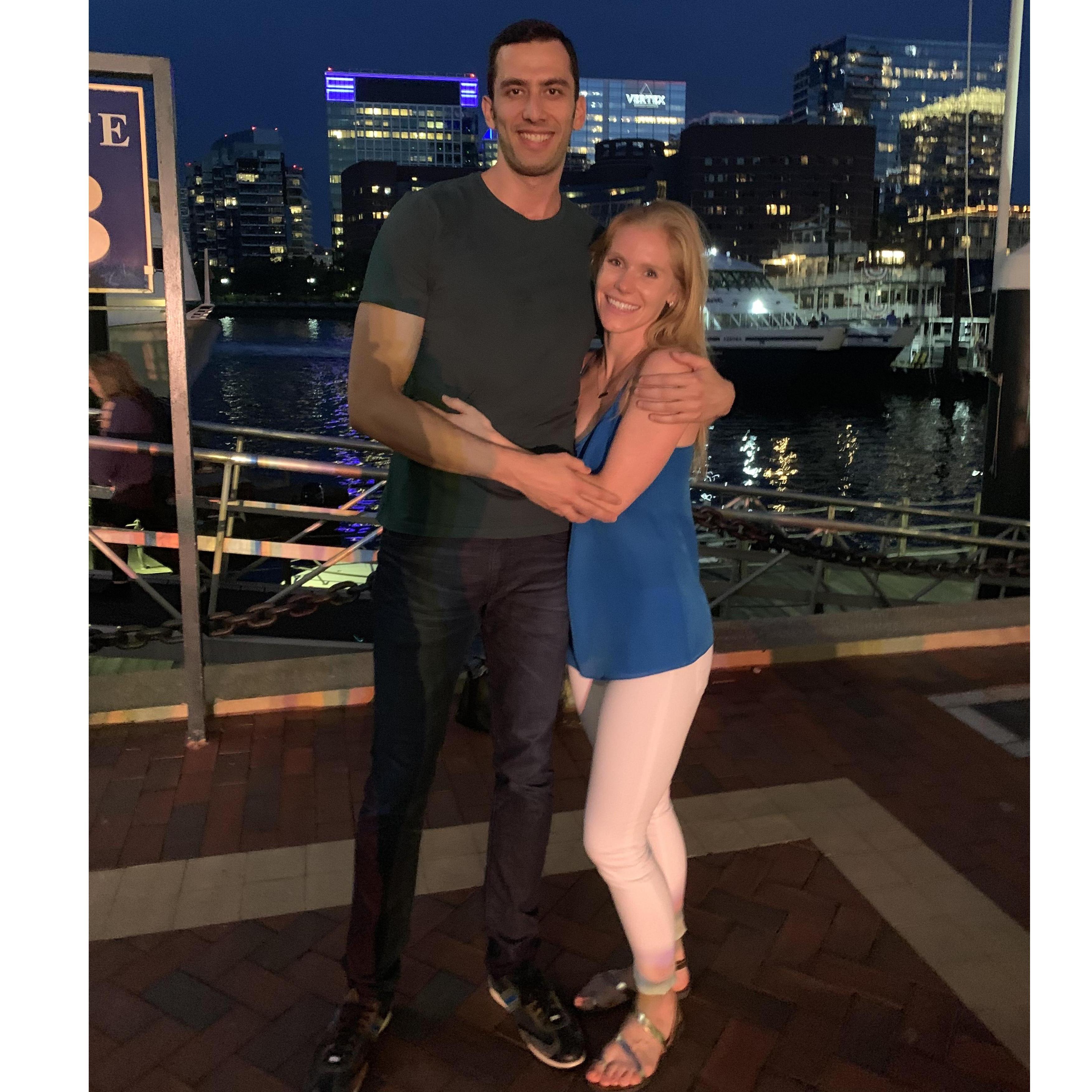 Dancing to live jazz music along the waterfront.