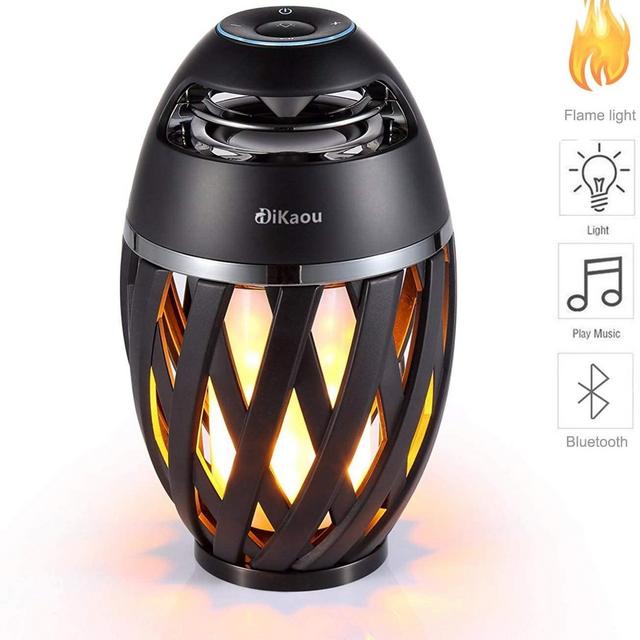 DIKAOU Led flame table lamp, Torch atmosphere Bluetooth speakers&Outdoor Portable Stereo Speaker with HD Audio and Enhanced Bass,LED flickers warm yellow lights BT4.2 for iPhone/iPad /Android
