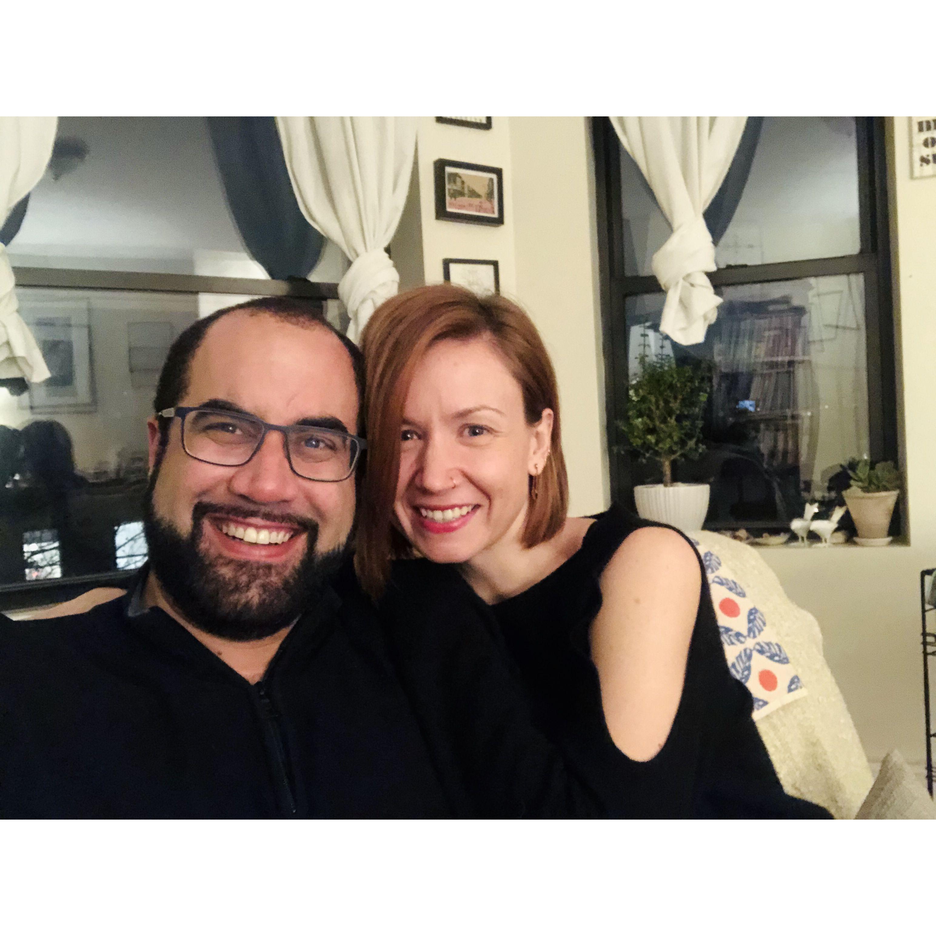 Our very first photo together. So long ago, Hannah was in her THIRTIES. (Joe was still in his forties.)