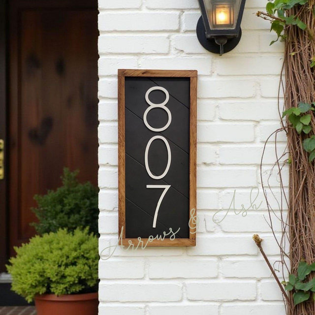 Handmade Wooden House Number Sign: Modern Farmhouse Address Plaque