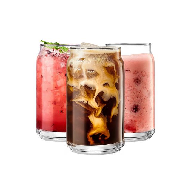 Le'raze Set of 6 Can Shaped Drinking Glass Cups - 16oz.