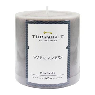 3" x 3" Mottled Pillar Candle Warm Amber - Threshold&#153;