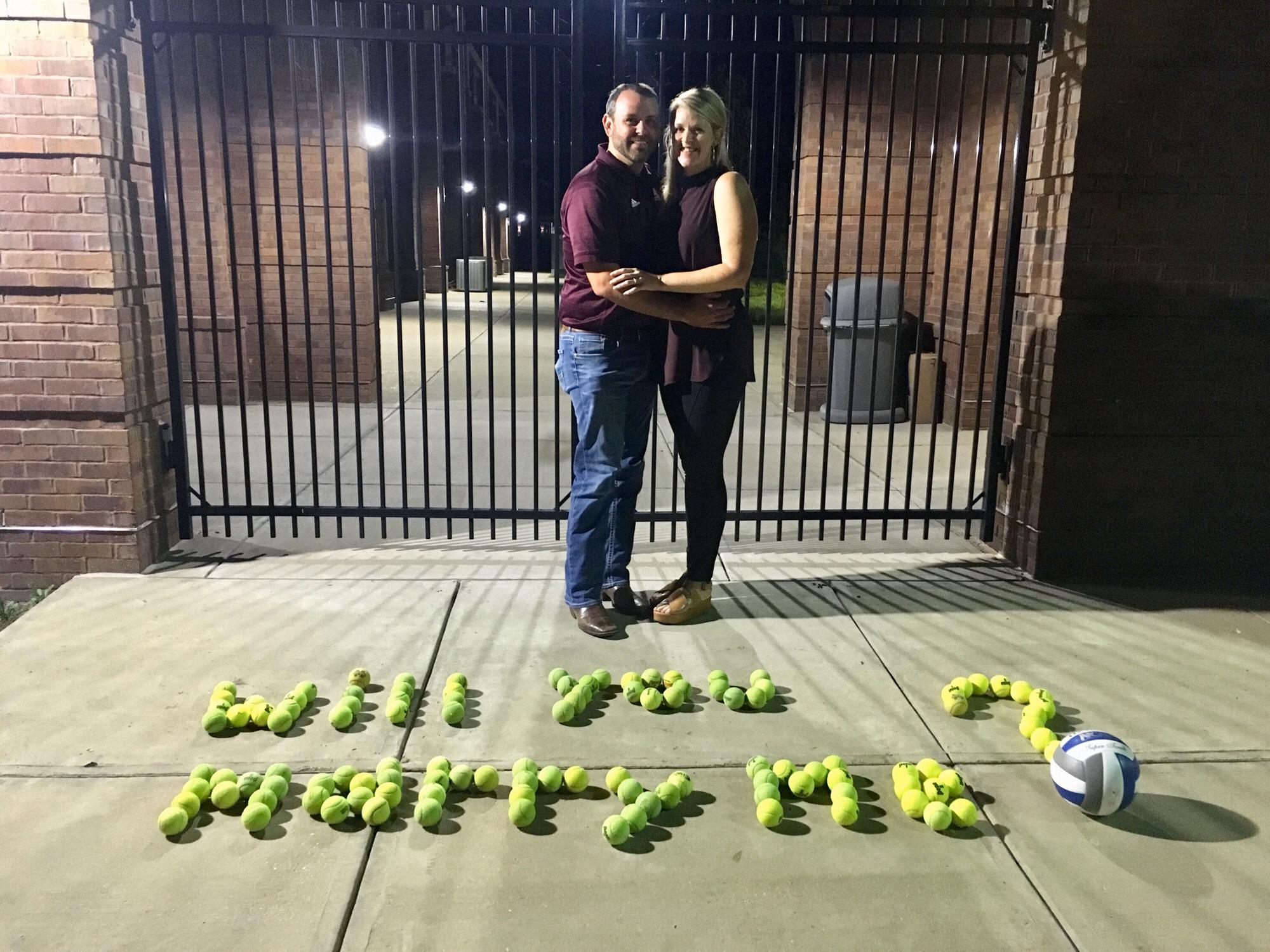 August 30, 2019 - Bryan proposed at the AJ Pitts Tennis Center on campus at MSU. This is where part of our first date was on May 11, 2018.
