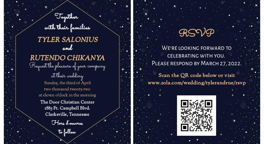 The Wedding Website of Tyler Salonius and Rue Chikanya