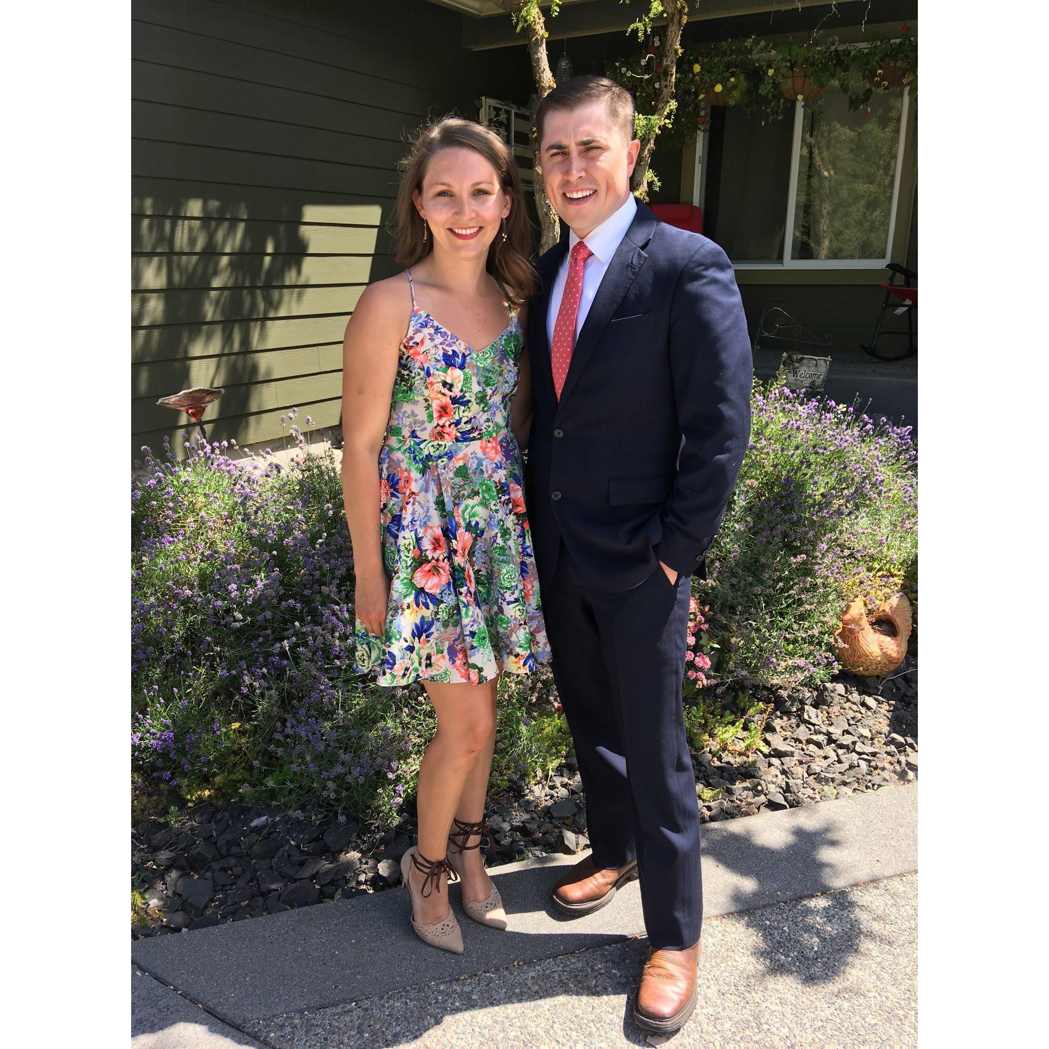 July 21st 2018, headed to Rebecca's cousin's wedding. At the wedding, Wyatt proceeded to tell all of Rebecca's family (who he was meeting for the first time) that he planned to marry Rebecca.