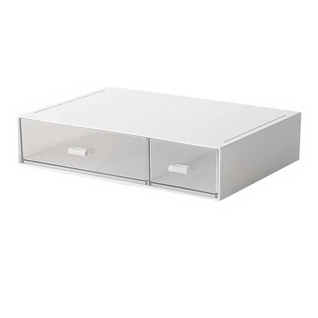 Desk Organizer-Stackable Storage Drawers, Desk Drawer Organizer Perfect For Collection Small Item/Cosmetic Office Supplies - 2 drawers (White)