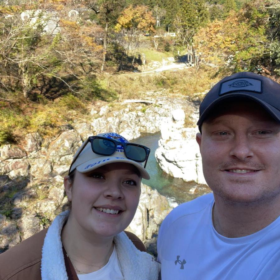 Hiking day to a waterfall and over a bridge with two of our close friends