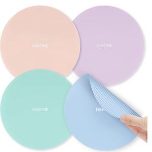 NIHOME Silicone Jar Opener – 6 Inch Large Anti-Slip Grip Pads, Premium 100% Food-Grade Silicone, Stylish Designer Colors, Multi-Purpose Heat-Resistant Mat & Coaster, Set of 4 (Macaron Colors)