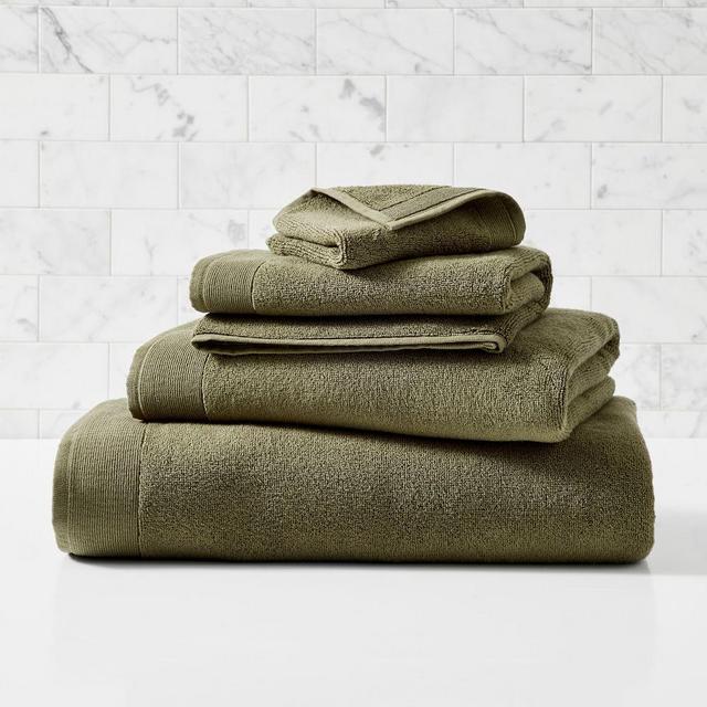 Organic Luxe Fibrosoft Towel Set, Dark Olive, Set of 4