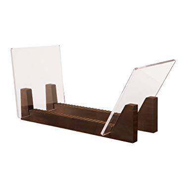 KAIU Vinyl Record Storage Holder - Stacks up to 50 Albums, 7 or 12 inch - Solid Wood Stand with Clear Acrylic Ends - Display Your Singles and LPs in This Modern Portable Rack Unit - Patent Pending