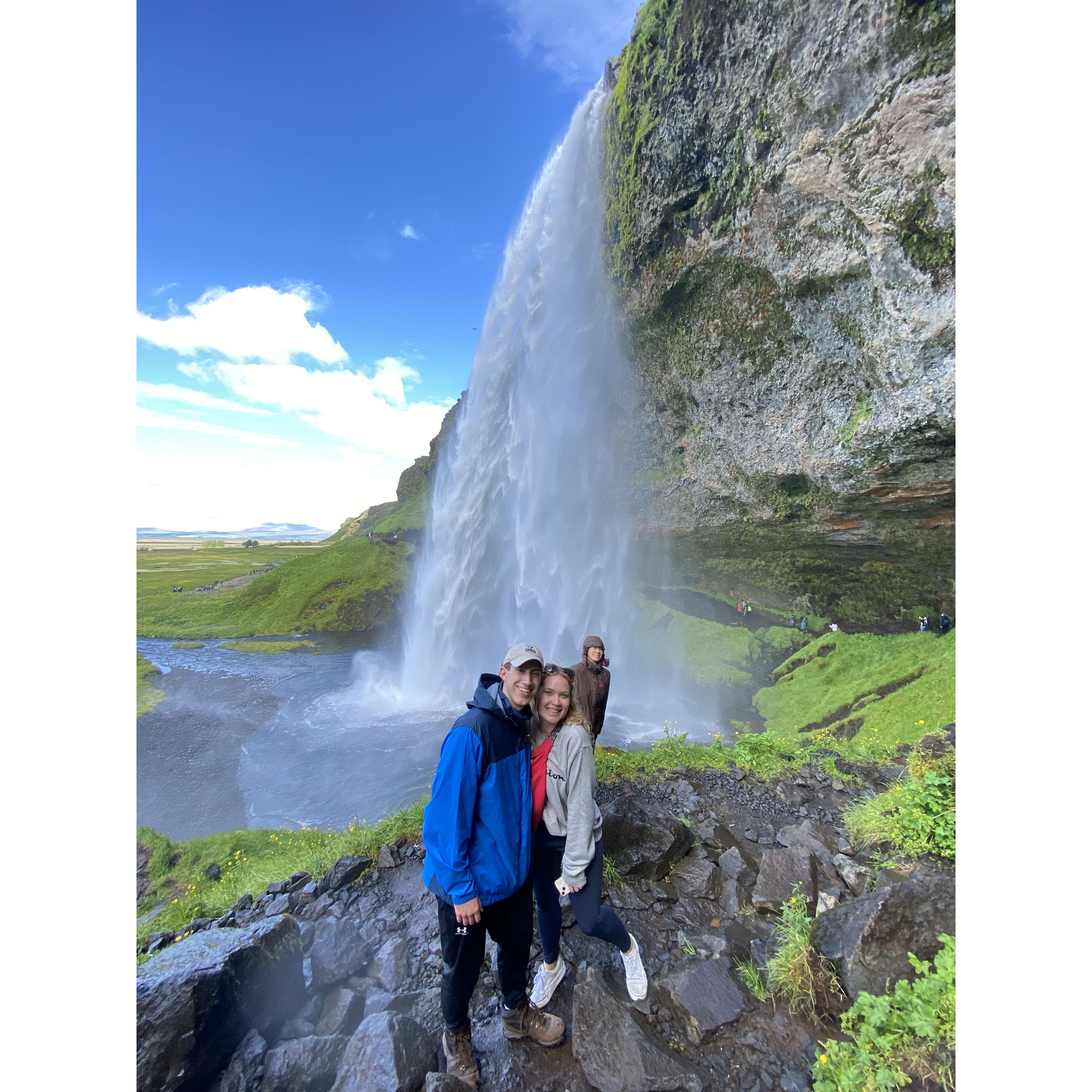 Hiking waterfalls in Iceland.