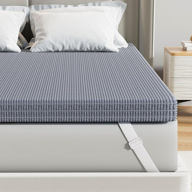 Firm Mattress Topper, Memory Foam Mattress Topper 3 Inch King Size, Mattress Pad Cover for Back Pain Relief, Removable Charcoal Bed Topper with CertiPUR-US Certified