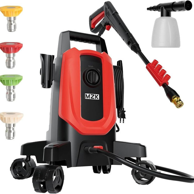 MZK 4800PSI Pressure Washer with 4 Quick-Connect Nozzles, Foam Cannon for Easy Replacement, High-Pressure Cleaning of Cars, Fences, Driveways