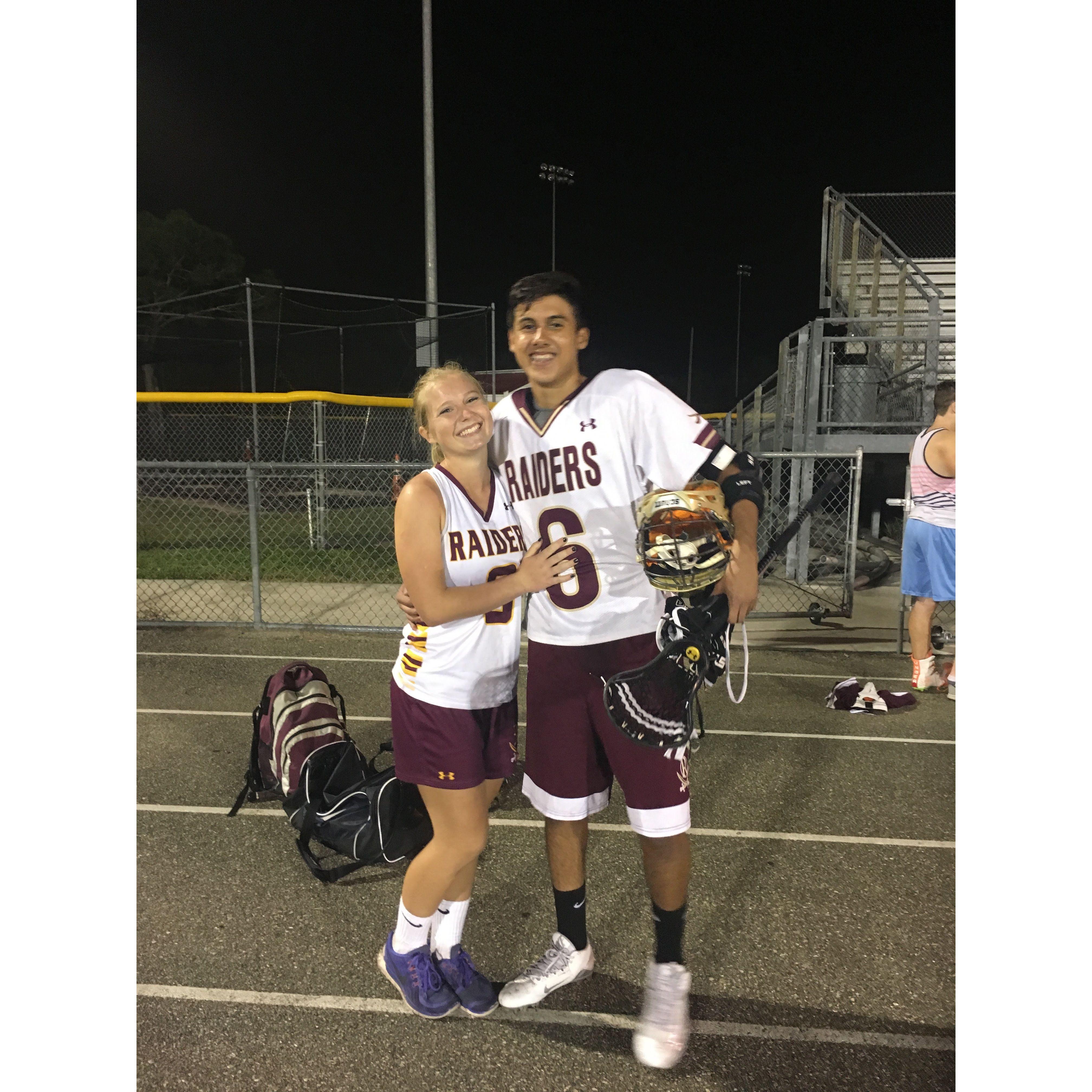 Both played Varsity Lacrosse at Riverdale high school