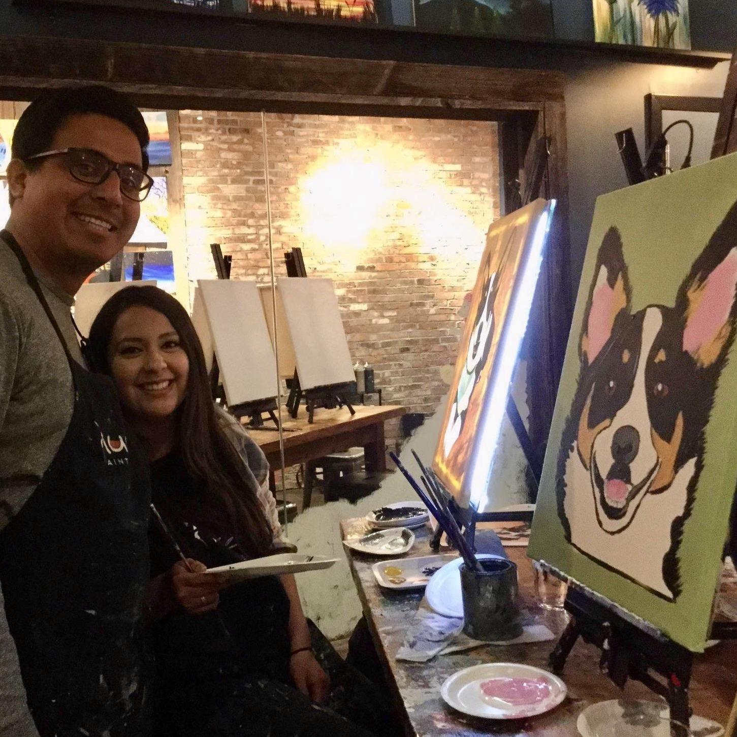 Painting our Minnie with friends!