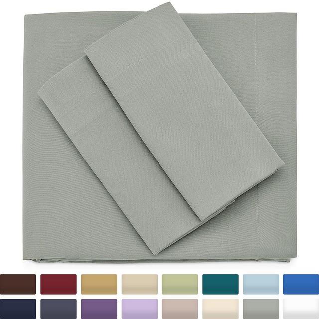 Cosy House Collection Premium Bamboo Sheets - Deep Pocket Bed Sheet Set - Ultra Soft & Cool Breathable Bedding - Hypoallergenic Blend from Natural Bamboo Fiber - 4 Piece - Cal King, Light Grey