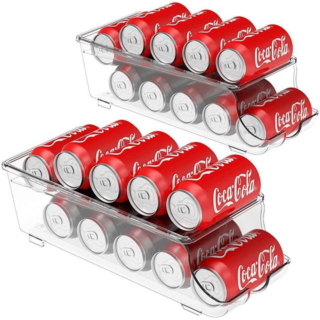 Simple Houseware Can Organizer Stackable Dispenser with Lid 2PK, Clear