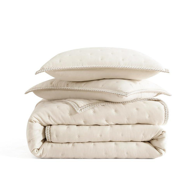 UGG Braid King Size Quilt Set – 3 Piece King Quilt Bedding Set with 2 Shams, Soft Lightweight Bedspread Coverlet for Home & Bedroom, Cream Birch (Devon)