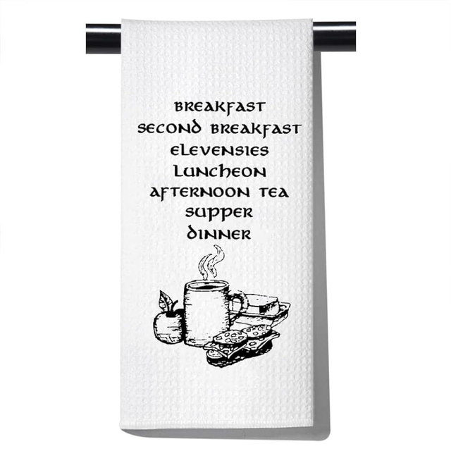 POFULL Second Breakfast Gift Funny Movie Inspired Kitchen Towel Home Decor Hostess Gift (Breakfast Towel)