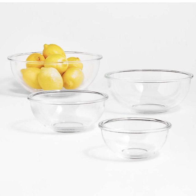 Crate and barrel-Nesting Glass Mixing Bowls, Set of 4