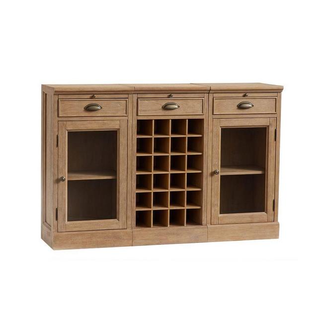 Modular Bar 54" Buffet (2 Glass Door Cabinet & 1 Wine Grid Base), Seadrift