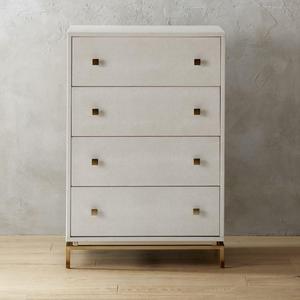 Ivory Shagreen Embossed Tall Chest