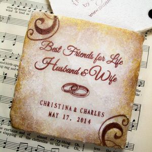 Wedding Coaster Gift Set, Best Friends for Life, Husband and Wife, Personalized Wedding Gift Coasters, Set of 4 Custom Coasters
