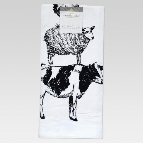 Farm Animal Flour Sack Kitchen Towel White - Threshold™