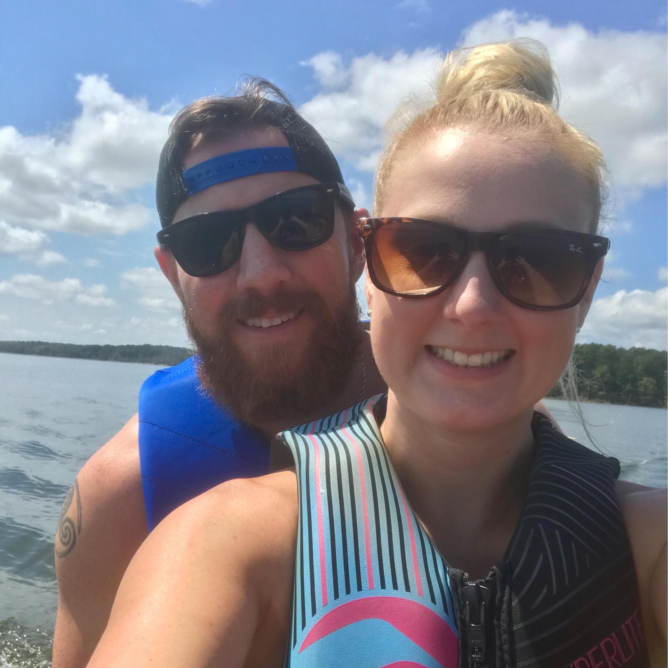 Enjoying the jet skis at the family lakehouse in NC
