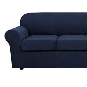 H.VERSAILTEX 4 Piece Stretch Sofa Covers for 3 Cushion Couch Covers for Living Room Furniture Slipcovers (Base Cover Plus 3 Seat Cushion Covers) Upgraded Thicker Jacquard Fabric (Sofa, Navy)