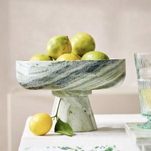 Green Marble Footed Serving Bowl