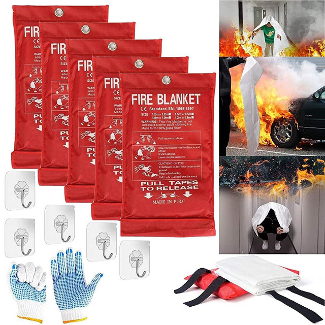 Fire Blanket Fire Suppression Blanket | Fiberglass Fire Blankets Emergency for People Flame Retardant Fireproof Survival Safety Kitchen, Fireplace, Car, Office, Warehouse, (39.3 X 39.3 inch)