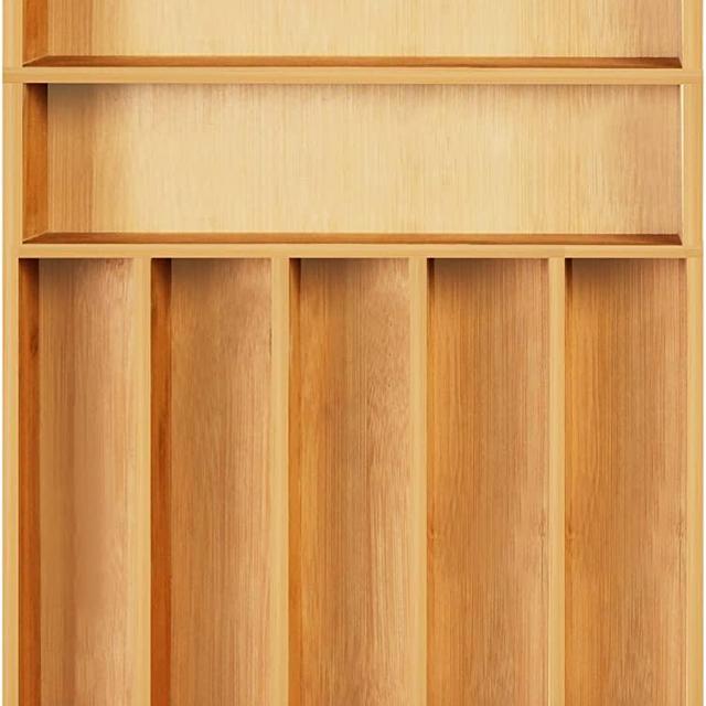 Utopia Kitchen Bamboo Silverware Organizer- 7 Compartments - Bamboo Drawer Organizer - Bamboo Hardware Organizer (Natural)